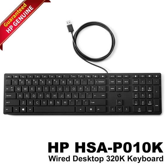 Lot of 50 HP Smart 320K Slim Wired Keyboard 108 Quiet Keys for Business - L96909-001
