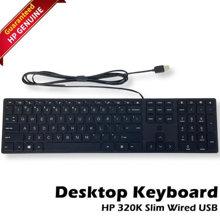 HP Smart Buy Wired 320K Slim Mini USB-A Standard Keyboard L96909-001 Black