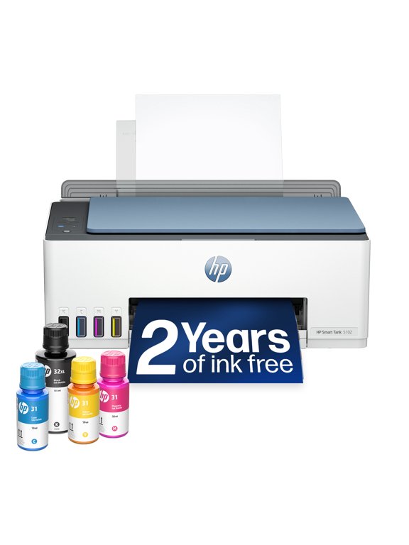 HP Smart Tank 5102 Wireless All-in-One Cartridge-Free Ink Tank Printer, 2 Yrs Ink Incl, Surf Blue