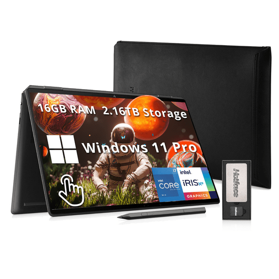 HP Spectre x360 16" 3K+ 2-in-1 Touch Laptop, Intel i7-13700H Processor, 16GB RAM, 2TB SSD, Intel Iris Xe Graphics, Stylus Pen& Sleeve, Win 11 Pro, Black, Bouns 160GB Docking Station Set