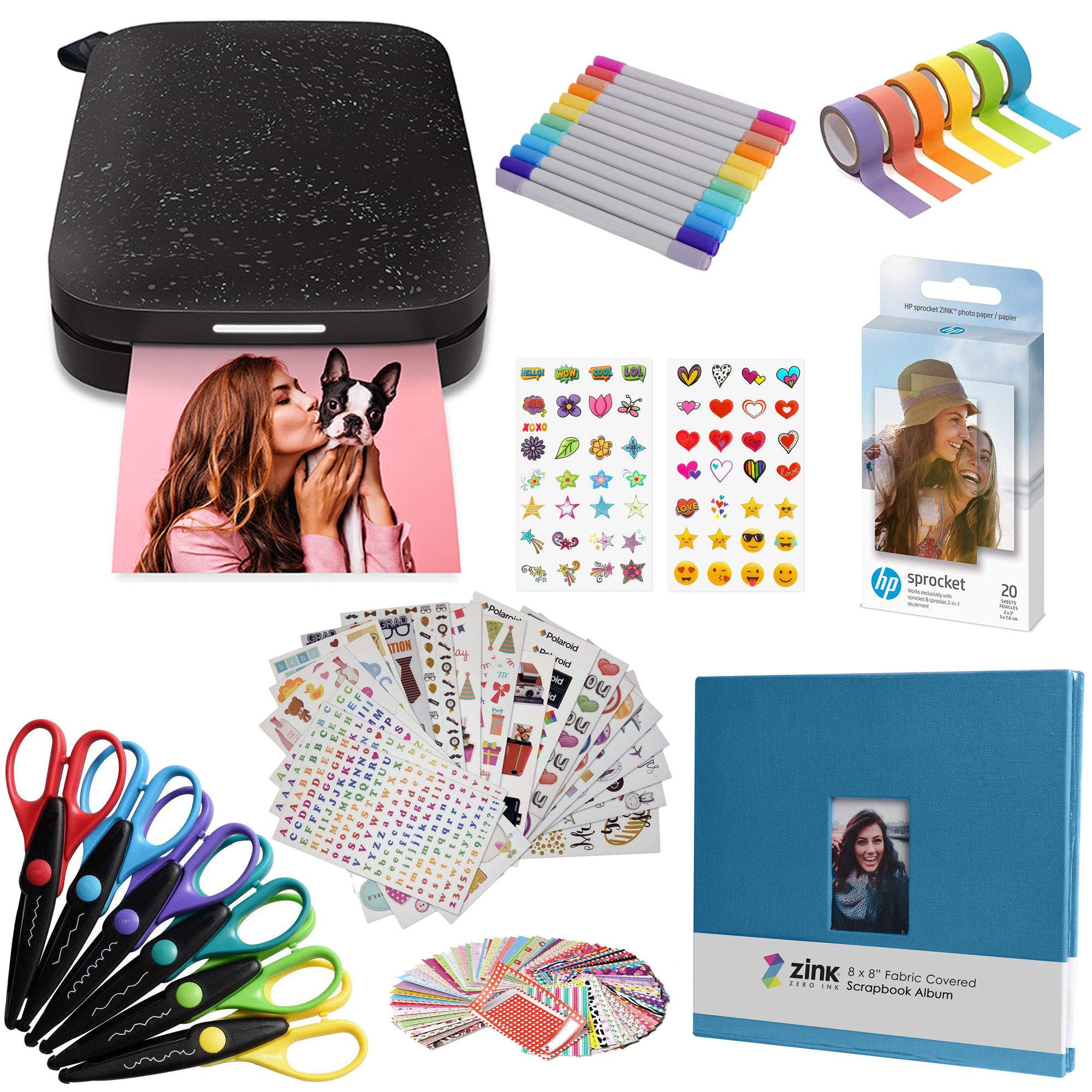 HP Sprocket 2nd Edition Compact Portable Photo Printers, Black, New 20 Count, 1 Pack