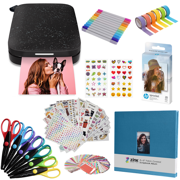 HP Sprocket 2nd Edition Compact Portable Photo Printers, Black, New 20 Count, 1 Pack