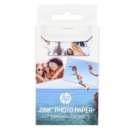 HP Sprocket 2x3" Premium Zink Sticky Back Photo Paper (20 Sheets) Compatible with HP Sprocket Photo Printers.