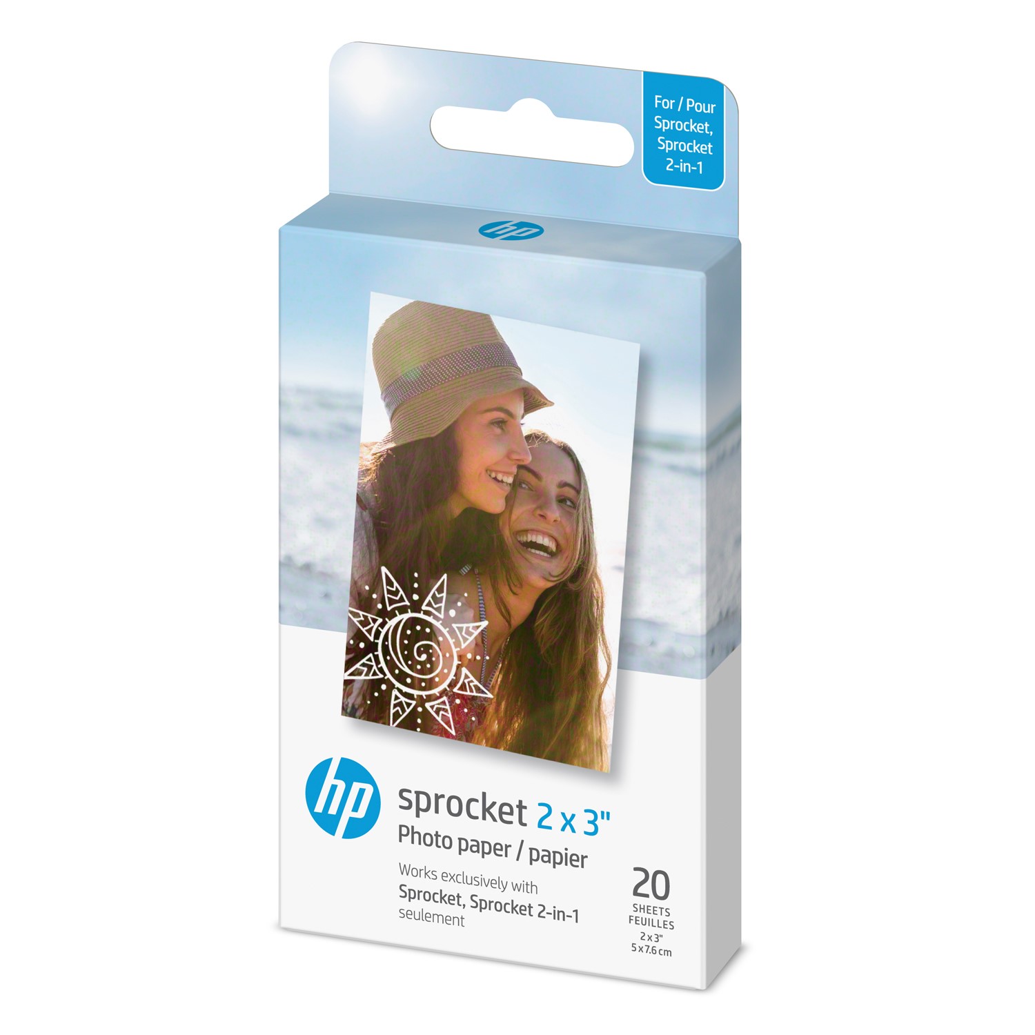 Hp Sprocket 2x3 inch Premium Zink Sticky Back Photo Paper (20 Sheets) Compatible with Printers, White