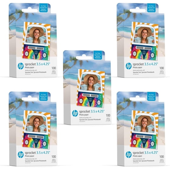 HP Sprocket 3.5" x 4.25" Sticky-Backed Zink Photo Paper (500-Pack), Compatible w/Photobooth