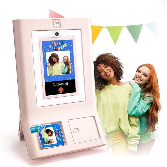 HP Sprocket Photo Booth Printer, 10.1 Inch Touchscreen, 3x4 Prints, Pink