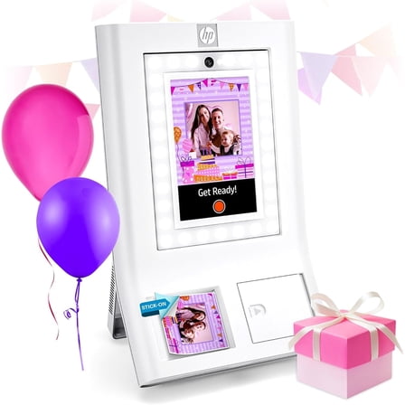 HP Sprocket Photo Booth Printer, 10.1 Inch Touchscreen, 3x4 Prints, White