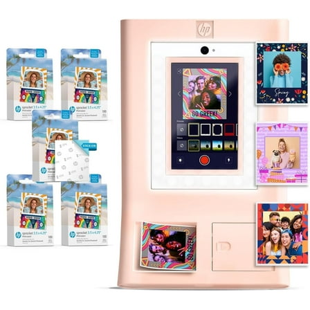 HP Sprocket Photo Booth Portable Photo Printer with ZINK Paper, ZINK Zero Ink Technology, Wi-Fi