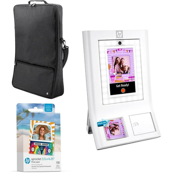 HP Sprocket Photo Booth Printer, ZINK Zero Ink Technology, Includes ZINK Paper and Carrying Case