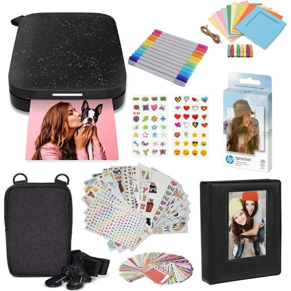 HP Sprocket Portable 2x3" Instant Photo Printer (Black Noir) Starter Bundle