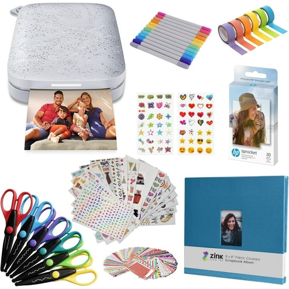 HP Sprocket Portable Instant Photo Printer with Zink Technology, Luna Pearl, for iOS or Android
