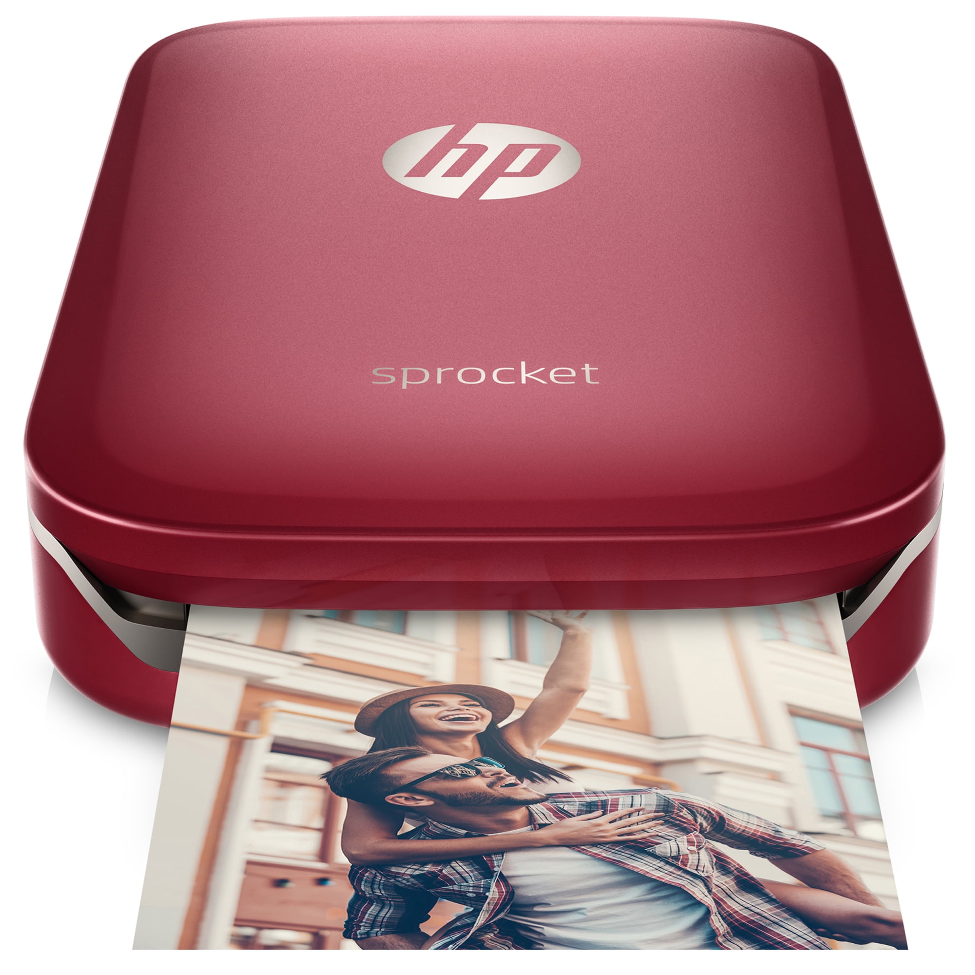 HP Sprocket Portable Photo Printer, Print Social Media Photos on 2x3  Sticky-Backed Paper - Red (Z3Z93A)