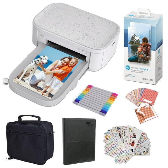 HP Sprocket Studio Plus Instant Photo Printer, White