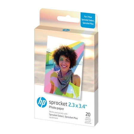 HP Sprocket 2.3 x 3.4" Premium Zink Sticky Back Photo Paper (20 Sheets) Compatible with HP Sprocket Select and Plus Printers.