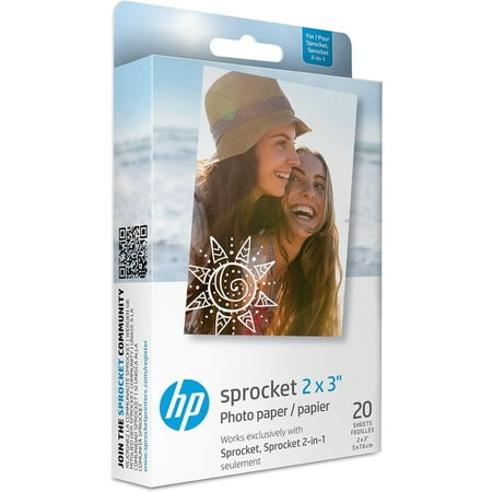 HP - Sprocket  2" x 3" Premium Sticky-Backed Zink Photo Paper - 20 Pack