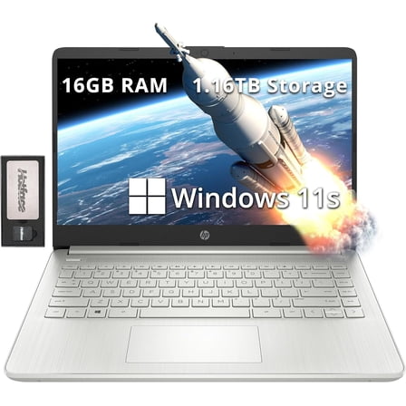 HP Stream 14" HD BrightView Laptop, Intel Pentium Silver N5030, 16GB RAM, 1.16TB Storage(1TB SSD + 160GB Docking Station Set), Intel UHD Graphics, Fast Charge, 1 Year Office 365, Win 11 S, Silver