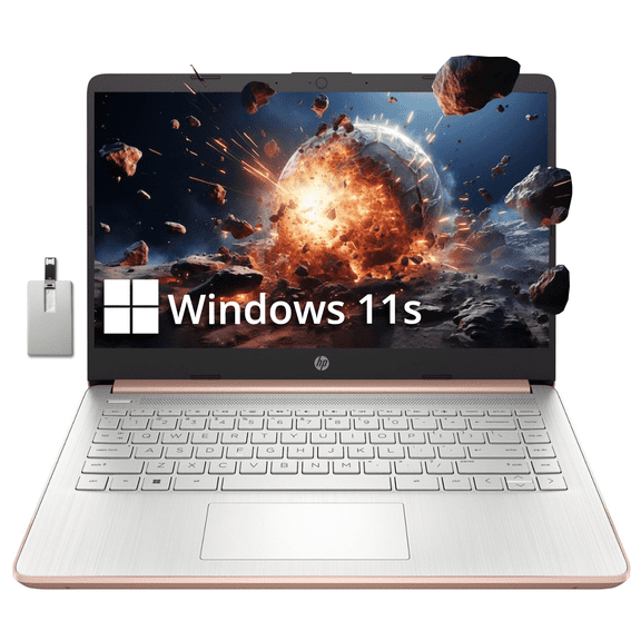 HP Stream 14" HD BrightView Laptop, Intel Celeron N4120, 4GB RAM, 256GB Storage (128GB Emmc+ 128GB USB Card), Intel UHD Graphics, 720p Webcam, Wi-Fi, 1 Year Office 365, Win 11 S, Gold