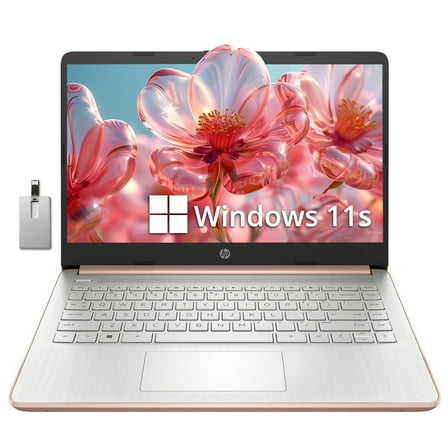 HP Stream 14" HD BrightView Laptop, Intel Celeron N4120, 8GB RAM, 256GB Storage (128GB eMMc+128GB USB Card), Intel UHD Graphics, 720p HD Webcam, 1 Year Office 365, WiFi, Bluetooth, Win 11s, Rose Gold