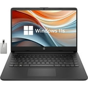 HP Stream 14" HD BrightView Laptop, Intel Celeron N4120 Processor, 16GB RAM, 64GB SSD, Intel HD Graphics, 720p Webcam, 1 Year Office 365, Black, Win 11, Hotface 32GB USB Card