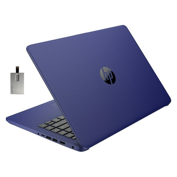 HP Stream 14" HD BrightView Laptop, Intel Celeron N4120 Processor, 16GB RAM, 64GB SSD, Intel HD Graphics, 720p Webcam, 1 Year Office 365, Blue, Win 11, 32GB Hotface USB Card
