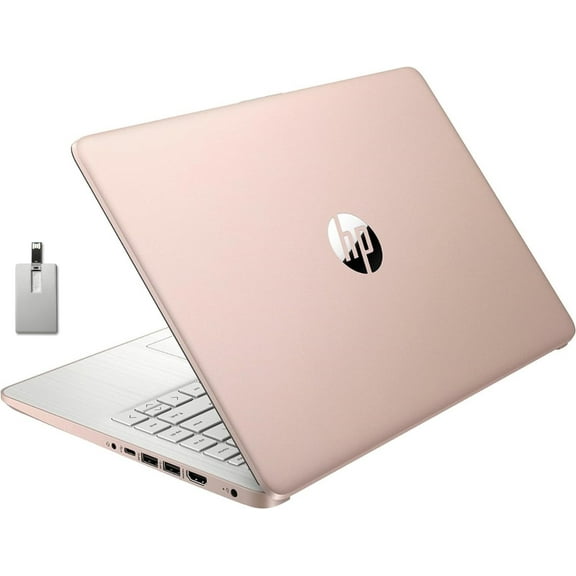 HP Stream 14" HD BrightView Laptop, Intel Celeron N4120 Processor, 4GB RAM, 64GB SSD, Intel HD Graphics, 720p Webcam, 1 Year Office 365, Gold, Win 11, Hotface 32GB USB Card