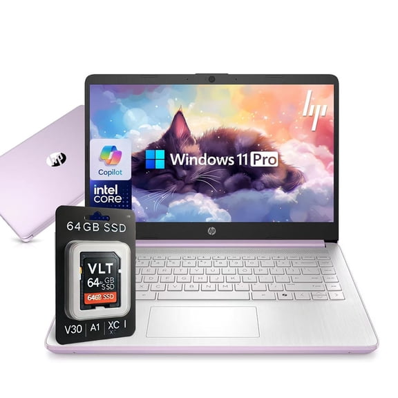 HP Stream 14" HD BrightView Laptop, Intel Processor N150 2025 4GB RAM, 128GB Storage, Includes VLT 64GB SD Card, Intel HD Graphics, 720p Camera,Win 11 S