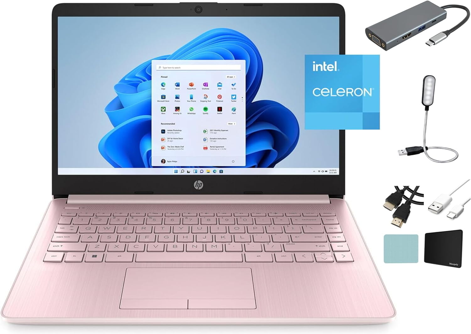 HP Stream 14 Laptop Intel Celeron N4120 Processor 4GB RAM 64GB eMMC Silver Windows 11 S mode with Office 365 1 yr 14 cf2733wm