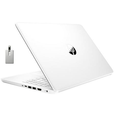 HP Stream 14" HD Laptop, Intel Celeron N4120 Processor, 4GB RAM, 64GB eMMC, HD Audio, HD Webcam, Intel UHD Graphics 600, 1 Year Office, HDMI, Win 11 S, White, 32GB Hotface USB Card