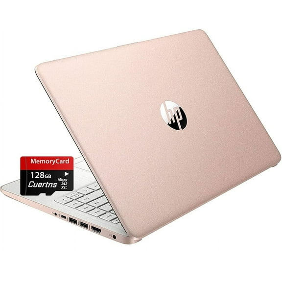 HP Stream 14" HD Thin and Light Laptop, Intel Celeron N4120, 16GB RAM, 64GB eMMC Storage, Long Battery Life, HD Webcam, HDMI, Rose Gold, Office 365 1-Year, Windows 11 S, 128GB Cuertns MicroSD