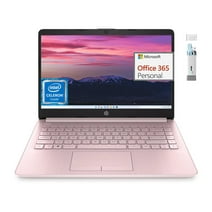 HP Stream 14'' HD Ultral Light Pink Laptop, 16GB RAM, 64GB eMMc, Intel Quad-Core N4120, 1 Year Office 365, Bluetooth, Wi-Fi, Windows 11 Home in S Mode, Cefesfy Multifunctional Brush