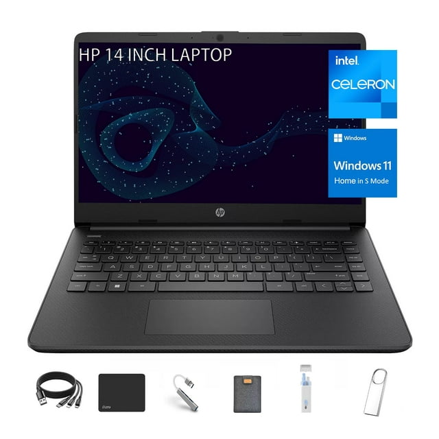HP Stream 14" Laptop - Windows 11 Pro, Intel Quad-Core, 4GB RAM, 320GB Storage With Hub