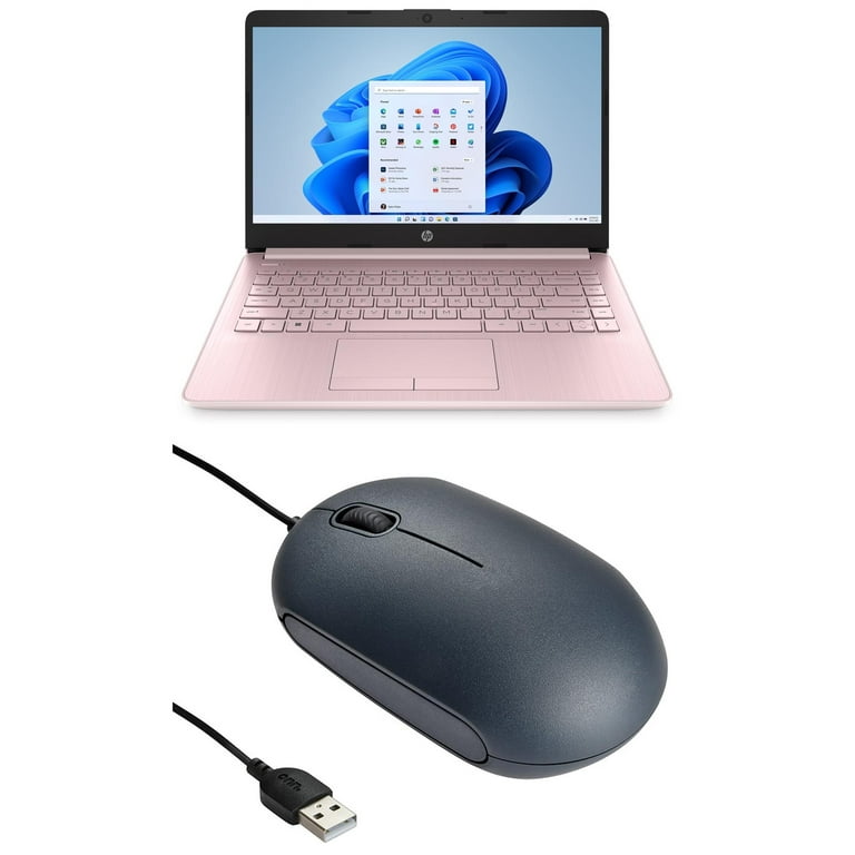 HP Stream 14, Intel Celeron N4020, 4GB RAM, 64GB eMMC, Pink, Windows 11 (S  mode) with Office 365 1-yr, 14-cf2112wm and onn. USB Optical 3-button Mouse,  6ft cable 