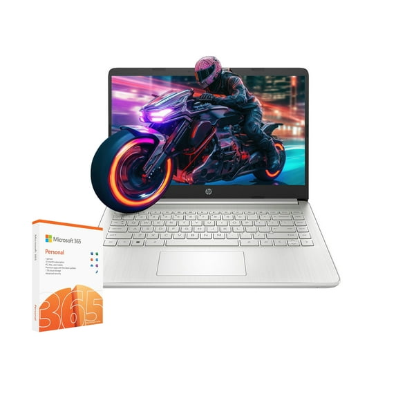 HP Stream 14" Laptop, HD BrightView, Intel Celeron N4120, 4GB RAM, 128GB eMMC, 1TB Cloud Storage, Free AI-Powered Microsoft 365, Windows 11 S,USB-C, WiFi, 720p Webcam, with 5ave Accessories,Silver