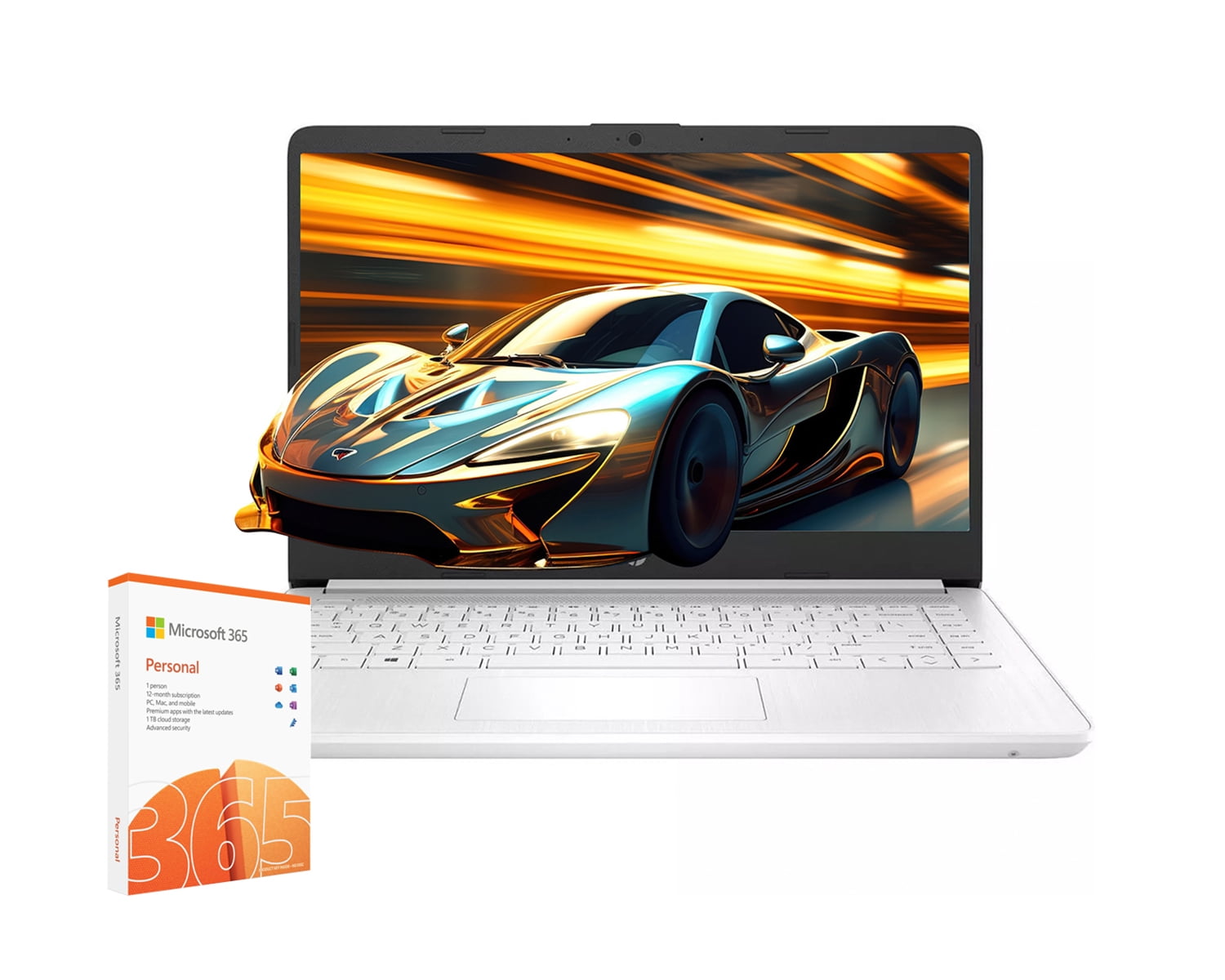 HP Stream 14" Laptop, HD BrightView, Intel Celeron N4120, 8GB RAM, 64GB eMMC, 1TB Cloud Storage, Free AI-Powered Microsoft 365, Windows 11 S,USB-C, WiFi, 720p Webcam, with 5ave Accessories,White