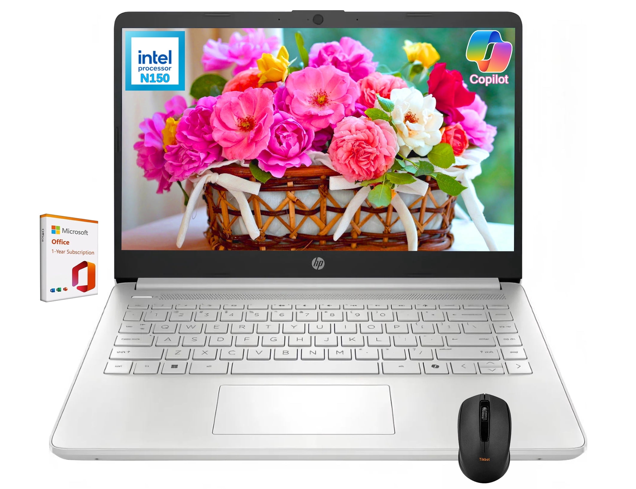 HP Stream 14" Laptop, Intel Processor N150 (up to 3.60 GHz), 1-Year Microsoft 365, Copilot AI, 16GB RAM, 128GB UFS Storage, Fast Charge, Wi-Fi 6, Win 11 S, Silver, W/Wireless Mouse