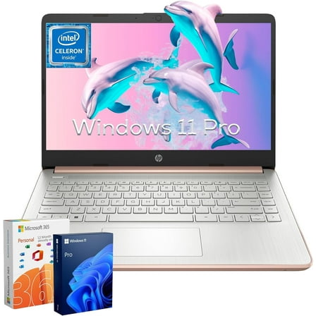 HP Stream 14" Laptop for Student Business, Intel Quad-Core N4120, 16GB RAM, 384GB Storage(128GB eMMC+256GB Micro SD), 1-Year Microsoft 365, Windows 11 Pro