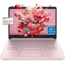 HP Stream Pink 14'' HD Ultral Light Laptop, 8GB RAM, 64GB eMMc, Intel Celeron N4120, Webcam, Windows 11 Home in S Mode, Cefesfy Multifunctional Brush