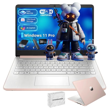 HP Student Business Laptop Computer - Intel N150 Processor, 16GB RAM, 384GB Storage (128GB UFS+256GB MSD), Microsoft Office Lifetime, Copilot AI, 1TB Cloud Storage, AI Powered, Rose Gold