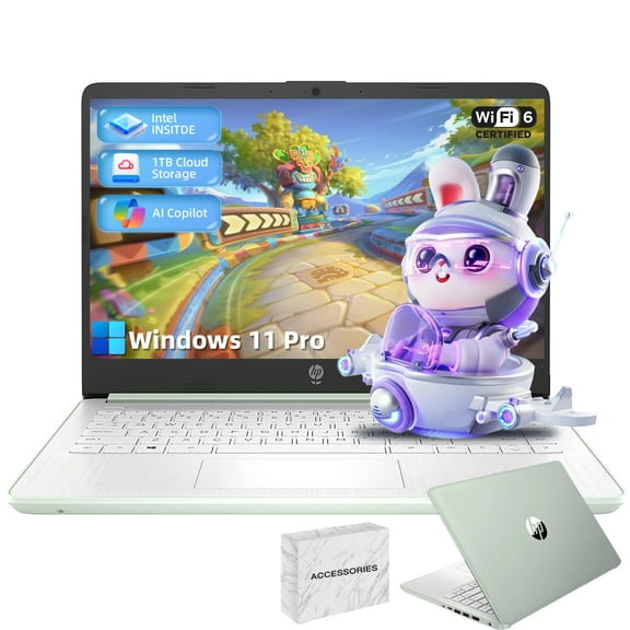 HP Student Business Laptop Computer - Intel N150 Processor, 16GB RAM, 384GB Storage (128GB UFS+256GB MSD), Microsoft Office Lifetime, w/DVD Drive, Copilot AI, 1TB Cloud Storage, AI Powered, Green