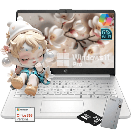 HP Student Business Laptop Computer - Intel Processor N150, 14 inch HD Display, AI-Powered, Lightweight, Windows 11 Pro, Webcam, 16GB RAM,128GB UFS+256GB MSD, Silver