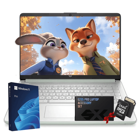 HP Student Business Laptop Computer - Intel Processor N150, 14 inch HD Display, AI-Powered, Lightweight, Windows 11 Pro, Webcam, w/Accessories, 16GB RAM, 384 GB Storage(128GB UFS+256GB MSD), Green