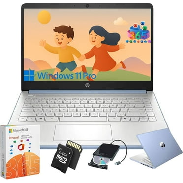 HP Student Business Laptop Computer - w/1 Year Office 365, 16GB RAM, 128GB UFS & 256GB Extend Micro SD & 1TB Cloud, Intel 4-Core Processor, HD Display, Windows 11 Pro(Sky Blue)