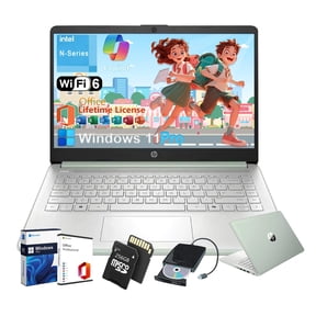 HP Student Business Laptop Computer - w/Microsoft Office Lifetime & External DVD Drive * 16GB RAM * 128GB UFS & 256GB Extend Micro SD * Intel 4-Core Processor * HD Display * Win11 Pro(Green)