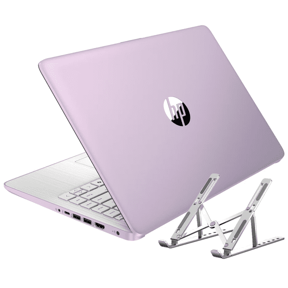 HP Thin & Light Laptop, 14 inch HD Display, Office 365(one year), Intel N150 Processor, 4GB RAM, 128GB Storage, Windows 11 S (Lavender), Free Foldable Laptop Stand