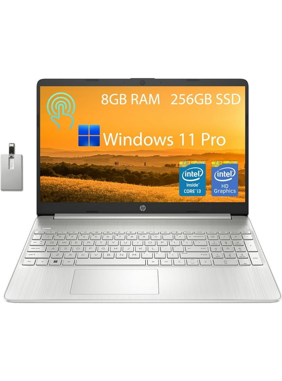 HP Touchscreen Laptop, 15.6" HD Laptop, Intel Core i3-1115G4(Beats i5-1035g1), 8GB RAM, 256GB PCIe SSD, Intel UHD Graphics, HD Webcam, Numpad, Wi-Fi 5, Bluetooth, Win 11 Pro, 32GB USB Card