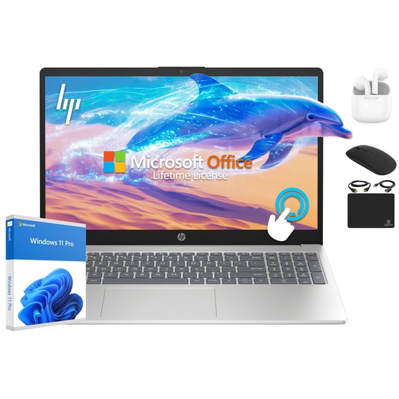 HP Touchscreen Laptop 2025 Flagship 15.6" HD, Lifetime Office 2024, 32GB RAM, 1.5TB Storage (1TB SSD + 500GB Ext), 6-Core Intel i3 Processor, Wi-Fi, Camera, Long Battery, HubxcelAccessory, Win 11 Pro