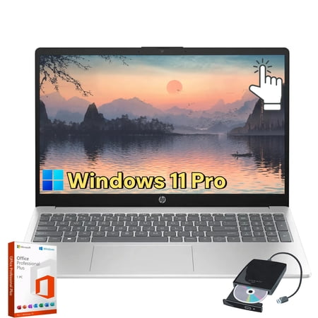 HP Touchscreen Laptop for Business & Student - 15.6-inch Display | Intel i3-1215U | Windows 11 Pro & Lifetime Microsoft Office Pro | Numeric Keypad | Fast Charge | 32 GB RAM + 1 TB SSD