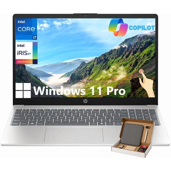 HP Touchscreen Laptop for Business and Students, 15.6" FHD IPS Disaplay, Intel Core i7-1355U, 32GB RAM, 1TB SSD, Wi-Fi 6, AI Noise Removal, Copilot, HD Webcam, Windows 11 Pro
