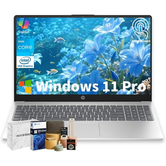 HP Touchscreen Laptop, Intel Core i3-1315U, 16GB RAM, 1TB SSD, 15.6" 250 nits Anti-Glare Display, Copilot-AI Chat, Windows11 Pro Computer for Business & Students