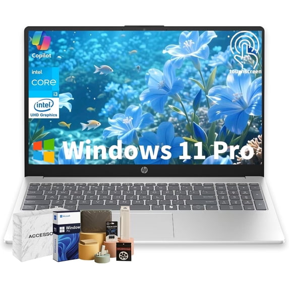 HP Touchscreen Laptop, Intel Core i3-1315U, 64GB RAM, 2TB SSD, 15.6" 250 nits Anti-Glare Display, Copilot-AI Chat, Windows11 Pro Computer for Business & Students